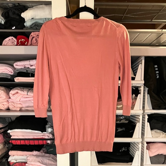 Tommy Hilfiger Pink Sweater With White Mock Button Up/Lightweight - Picture 2 of 5